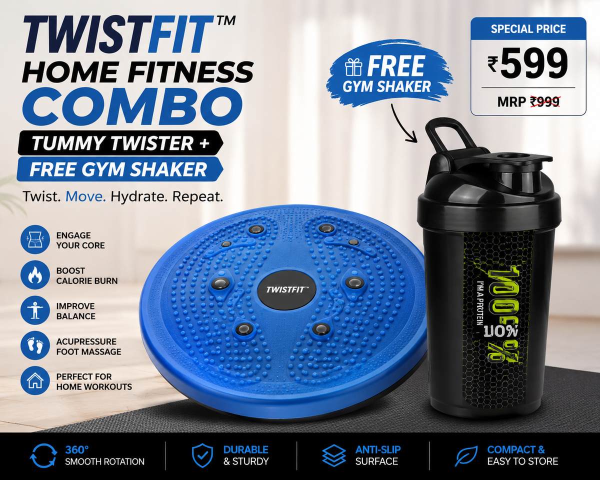 TwistFit Home Fitness Combo – Tummy Twister + FREE Gym Shaker