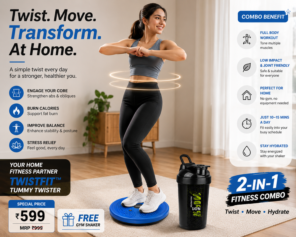 TwistFit Home Fitness Combo – Tummy Twister + FREE Gym Shaker