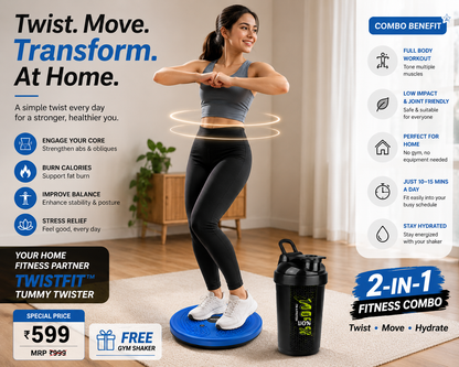 TwistFit Home Fitness Combo – Tummy Twister + FREE Gym Shaker