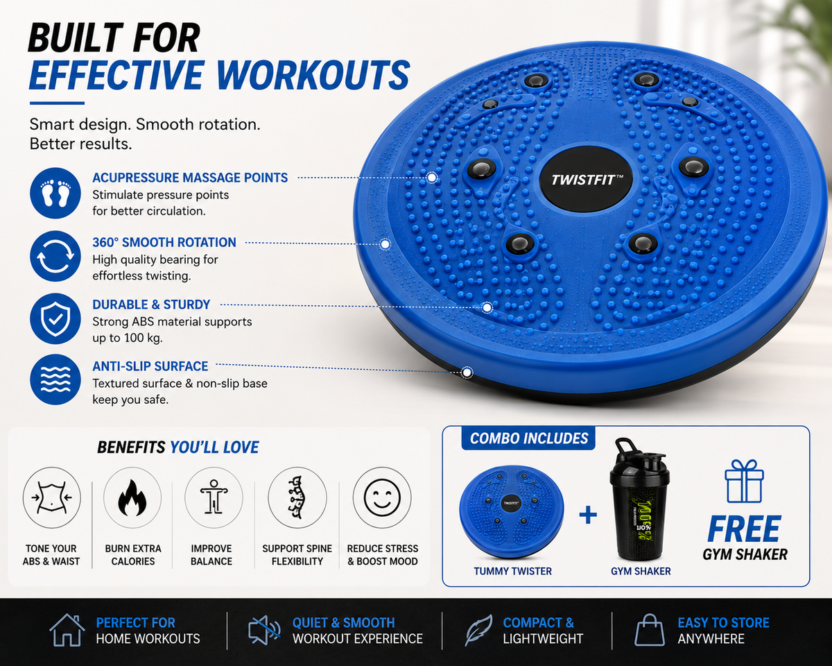 TwistFit Home Fitness Combo – Tummy Twister + FREE Gym Shaker