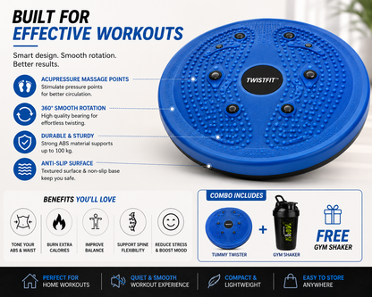TwistFit Home Fitness Combo – Tummy Twister + FREE Gym Shaker