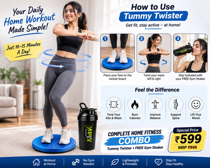 TwistFit Home Fitness Combo – Tummy Twister + FREE Gym Shaker