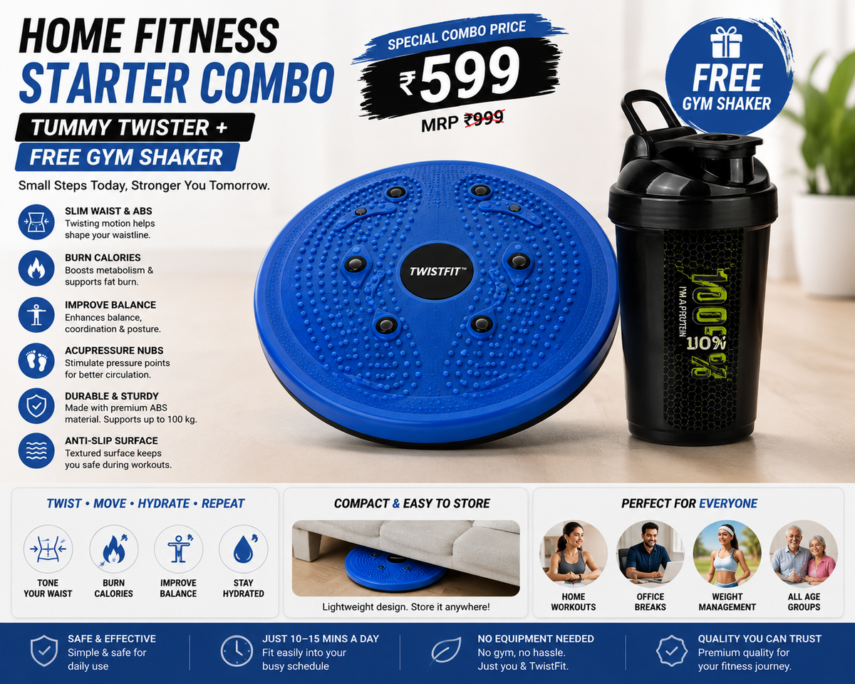 TwistFit Home Fitness Combo – Tummy Twister + FREE Gym Shaker