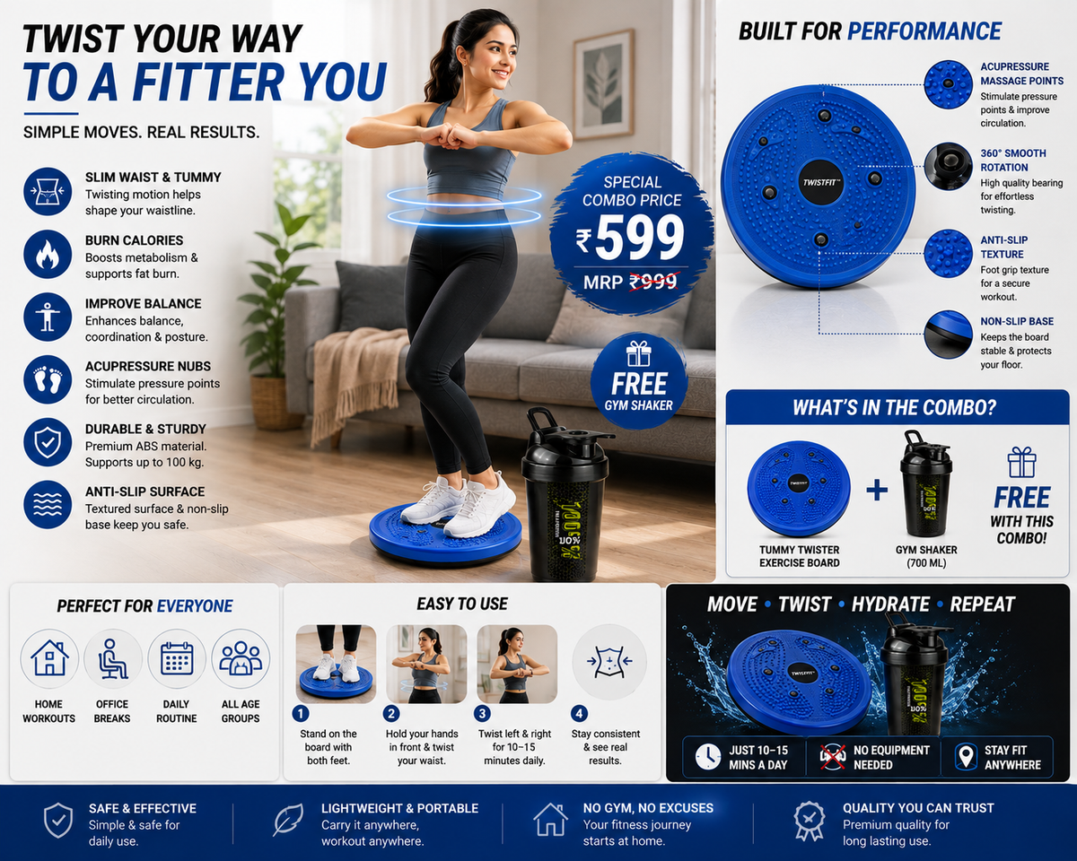 TwistFit Home Fitness Combo – Tummy Twister + FREE Gym Shaker