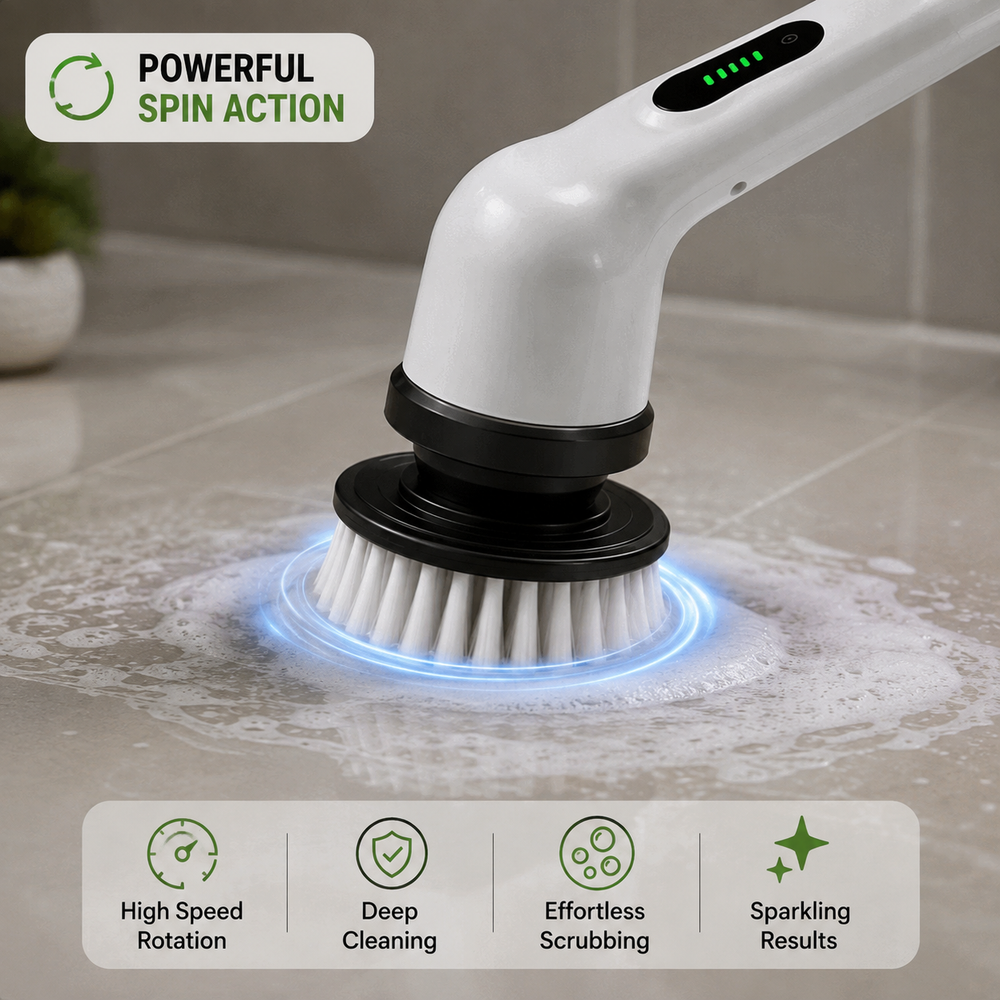 9-in-1 Electric Spin Scrubber with Extendable Handle